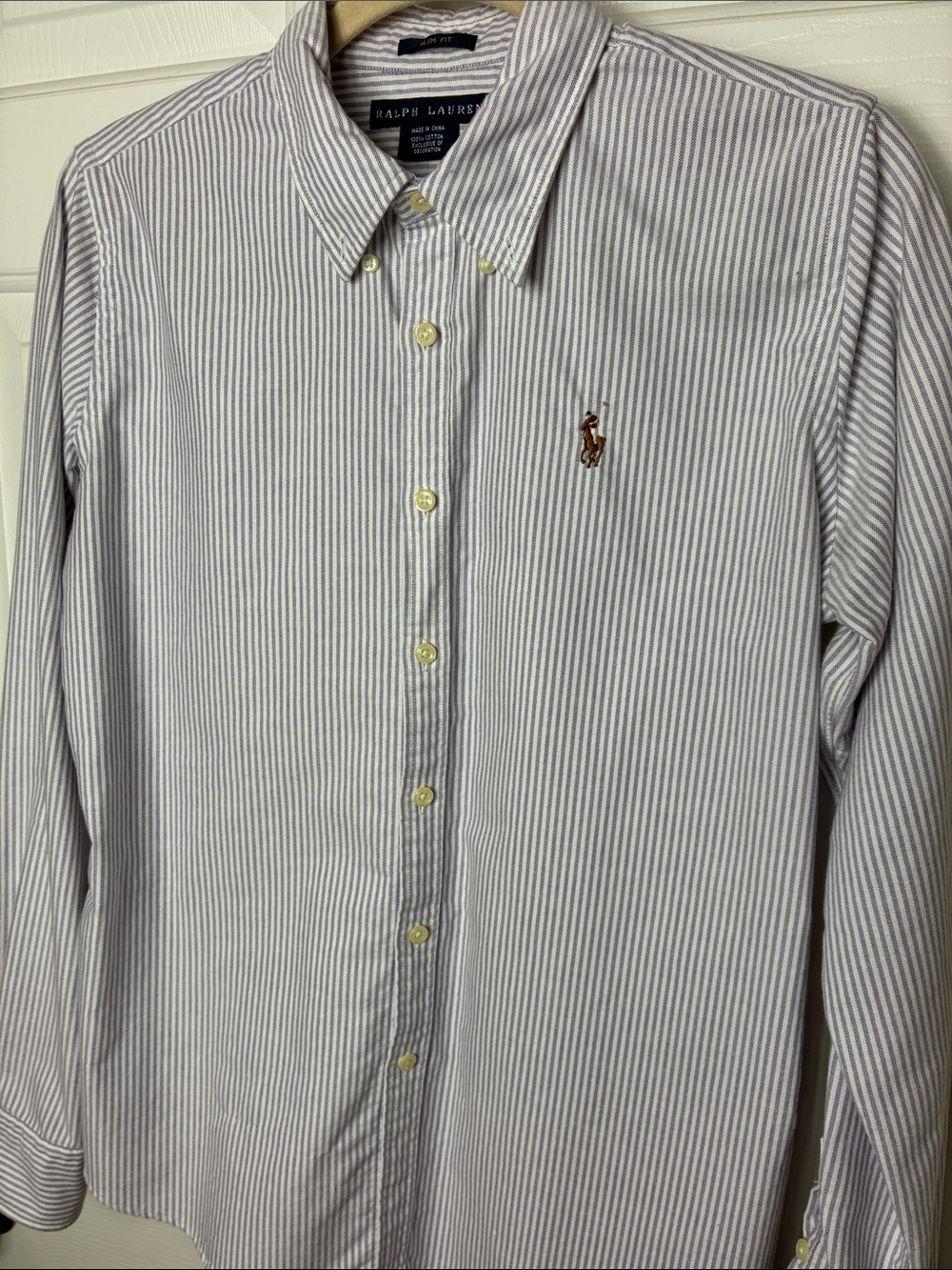 Ralph Lauren Blue and White Stripe Button-Down Shirt - Picture 2 of 10